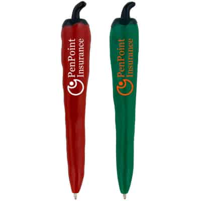 Plastic jalapeno and red chilli pepper pen.
