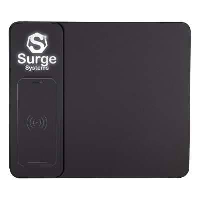 Engraved black plastic mousepad with logo.