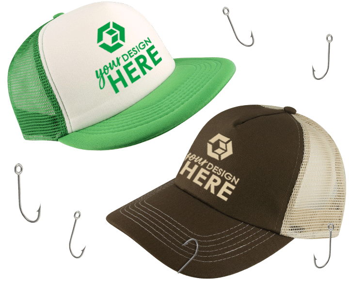 Customize trucker hats green trucker hat with green imprint and brown trucker hat with khaki imprint