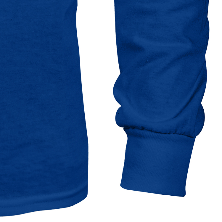 Royal blue long sleeve customized t shirt.