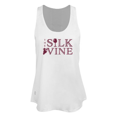 White ladies' tank top with personalized logo.