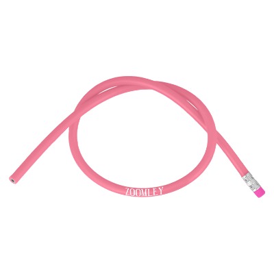 Pink flexible pencil with customized imprint.