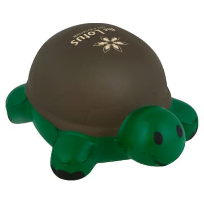 Foam turtle stress ball with custom imprint.