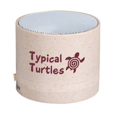 Natural plastic speaker with a personalized imprint.