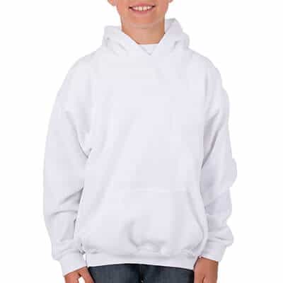 Blank white youth hooded sweatshirt.