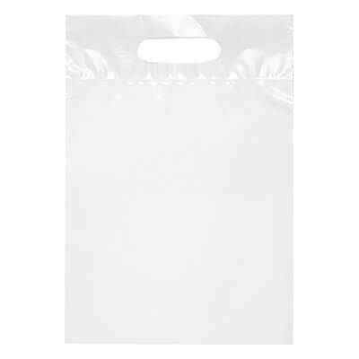Plastic white eco die cut recyclable bag blank.