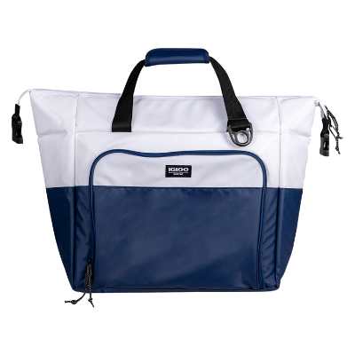 Blank white and blue tote cooler.
