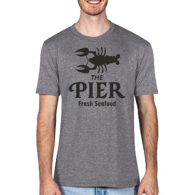 Grey heather t-shirt with personalized logo.