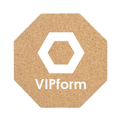 4.5 inch cork stop sign coaster with logo.