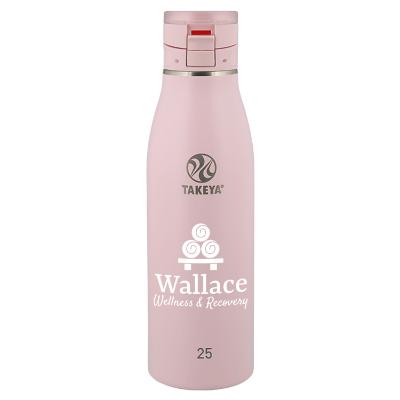 Blush stainless bottle with custom logo.