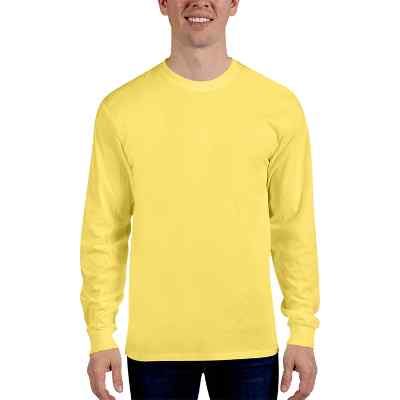 Blank yellow long sleeve cotton t-shirt.