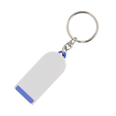Plastic blue screen cleaner and phone stand keychain custom blank.