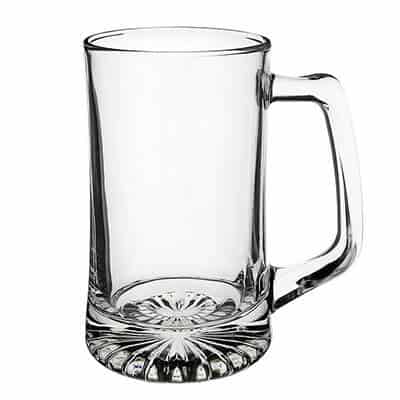 Glass clear beer glass blank in 25 ounces.