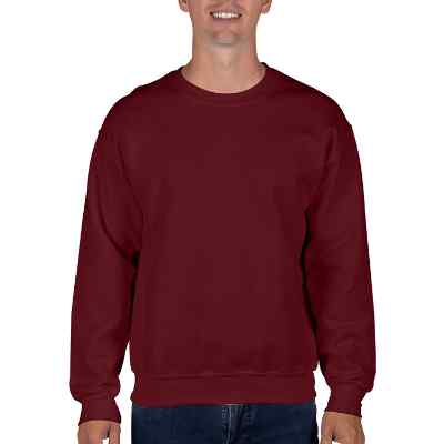 Blank maroon fleece crewneck sweatshirt.