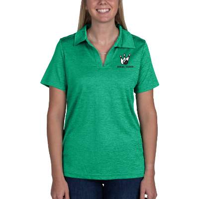 Personalized full color ladies' green performance melange polo
