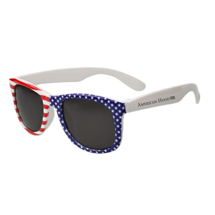 Polycarbonate USA flag patriotic sunglasses.