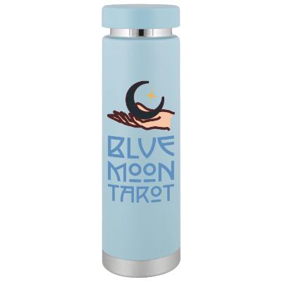 Stainless matte pacific blue bottle with custom full color imprint in 16.9 oz.