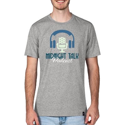 Custom light graphite twist t-shirt with full color logo.