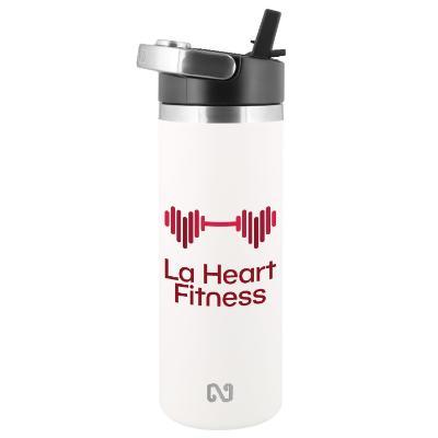 Stainless red water bottle with custom full color imprint in 18 oz.