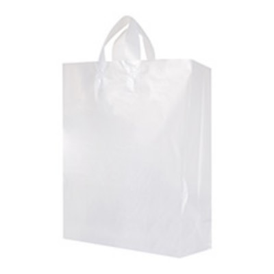Plastic clear frosted large with handles recyclable shopper blank.