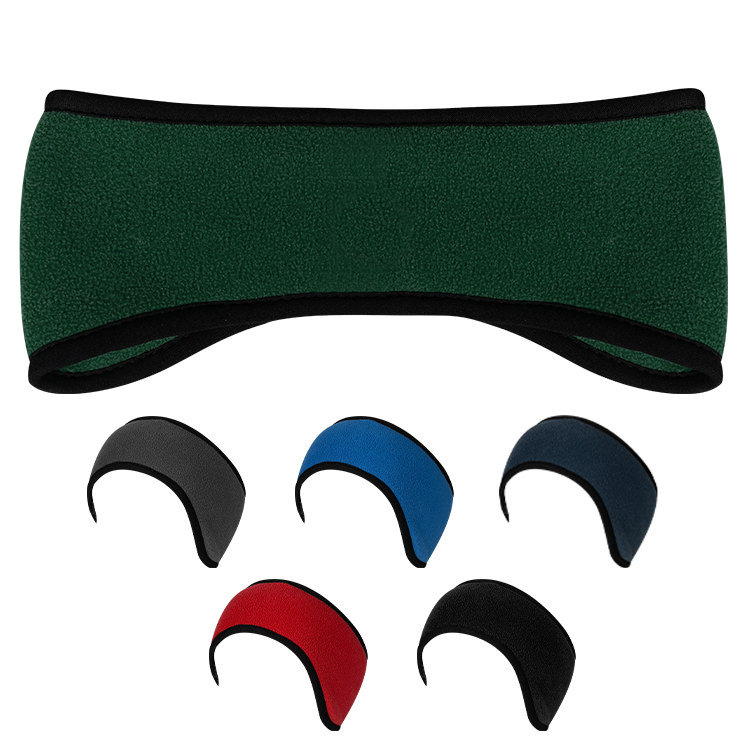 Blank green head band with black edge on top and bottom.