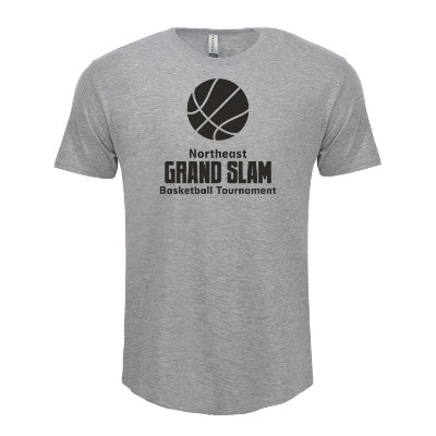 Heather grey t-shirt with personalized logo.