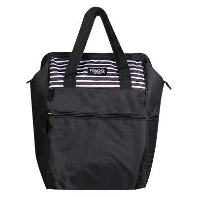 Blank black and white backpack cooler.