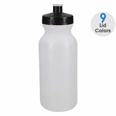 Plastic frosted water bottle blank with push pull lid in 20 ounces.