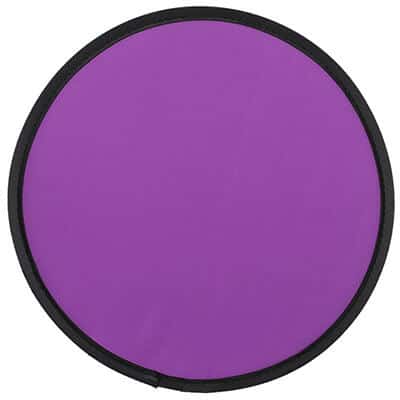 Polyester purple foldable 10 inch flying disc and matching pouch blank.