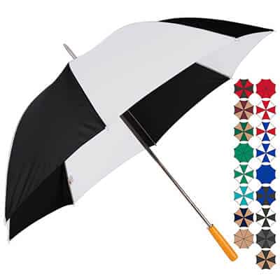 60 inch white and black golf panel umbrella.