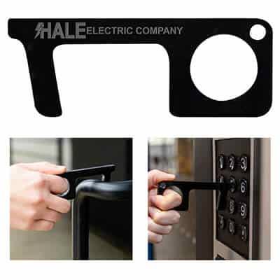Acrylic touchless door open sanitary key engraved.