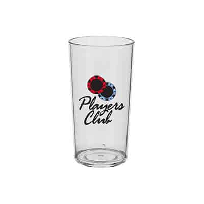 Acrylic clear beer glass with custom full-color logo in 10 ounces.