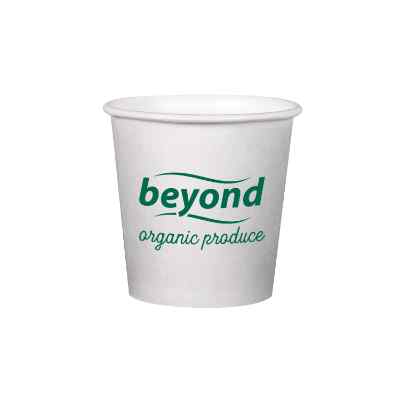 White paper cup with custom logo in 4 ounces.