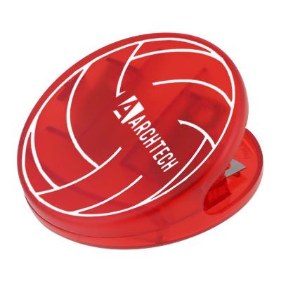 Plastic translucent green volleyball chip clip with logo.
