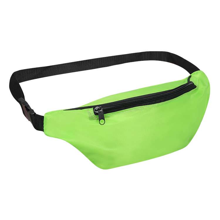 Blank lime polyester fanny pack with compartments for wholesale.