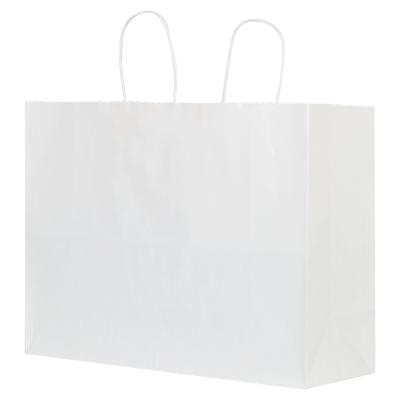 Blank white paper bag.