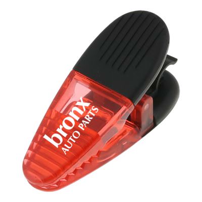 Plastic translucent red pen holder alligator magent chip clip with customized print.