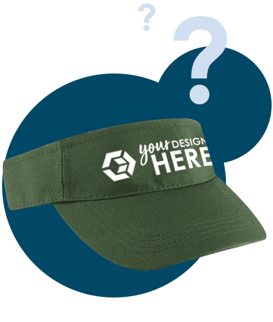 Green promotional visors with white imprint