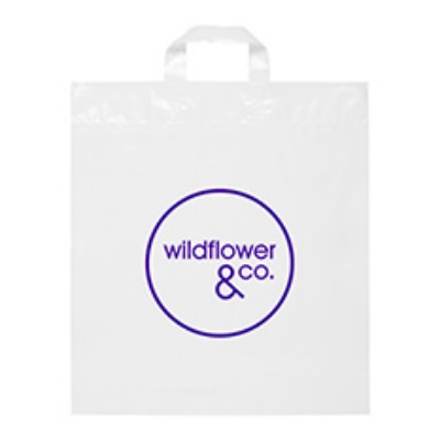 Plastic clear medium soft loop recyclable bag personalized.