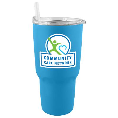 Light Blue tumbler with full color imprint.