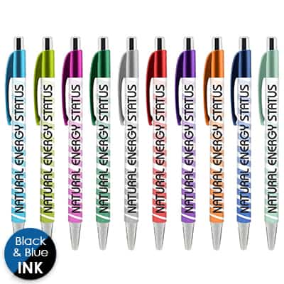 Branded full-color plastic pen.