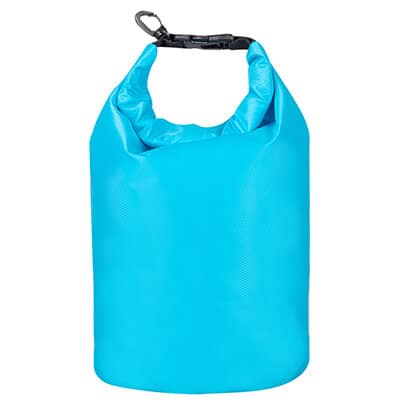 Polyester light blue waterproof toiletry bag blank.
