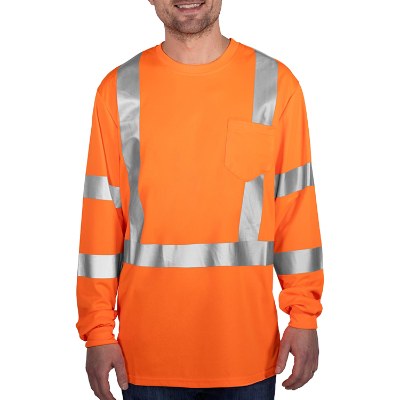 Blank safety orange long sleeve tee.