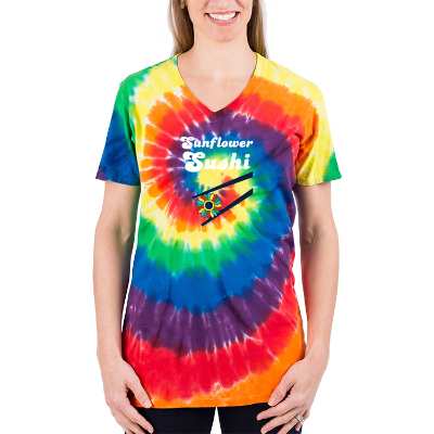 Tie-dye full color personalized short sleeve shirt.