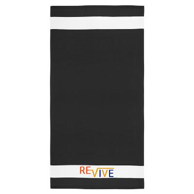 Black microfiber beach towel with custom imprint