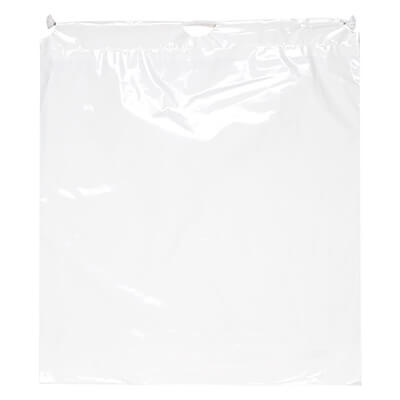 Plastic white cotton drawstring bag blank.