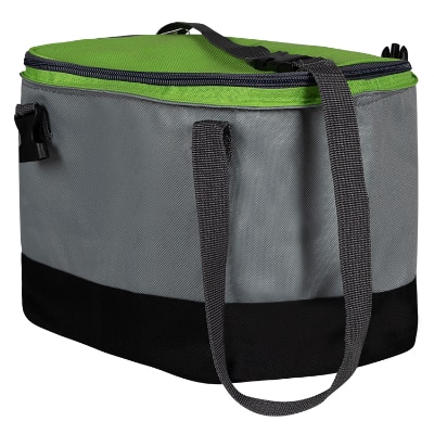 Blank polyester insulated green lunch cooler bag.