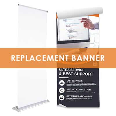 Vinl replacement banners for ultra banner stands.