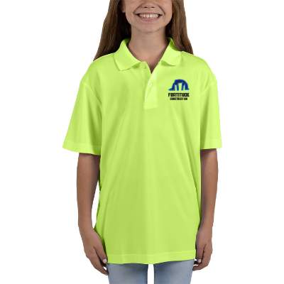 Customized full color safety yellow youth pique polo