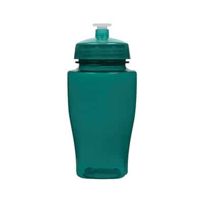 Plastic aqua water bottle blank with push pull lid in 16 ounces.